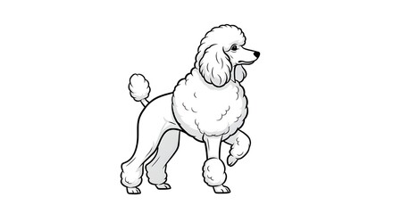 Fototapeta premium Elegant white poodle striking a pose with its signature fluffy coat and dignified stance, perfect for pet-related projects