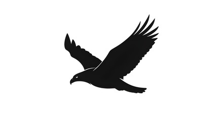 Obraz premium Majestic eagle soars powerfully through the sky, embodying freedom and strength with its outstretched wings in a dynamic silhouette.