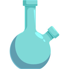 Aqua Blue Round Bottom Glass Flask With Side Arm Clear Transparent Background Laboratory Equipment Scientific Glassware