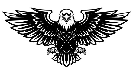 Obraz premium Powerful eagle spread wings emblem, symbolizing freedom, strength, and national pride for impactful branding and design projects