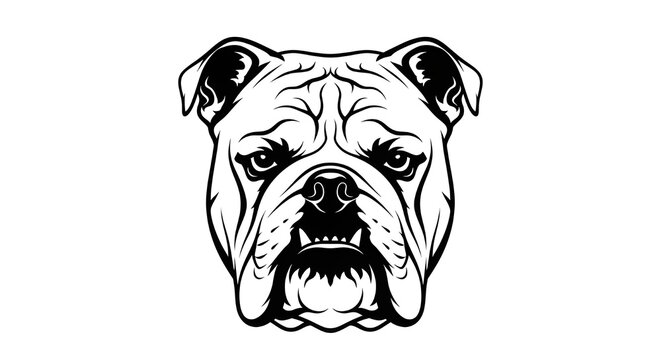 Bold bulldog face graphic captures powerful presence and loyal spirit perfect for branding and design projects
