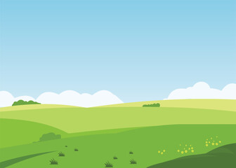 Obraz premium Wide garden view. quiet, empty, bright in the morning. Stock Illustration