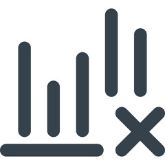 Bar Chart With Data Loss Icon Set White Background Simple Graphic Representation Of Statistics Decline And Negative Trend