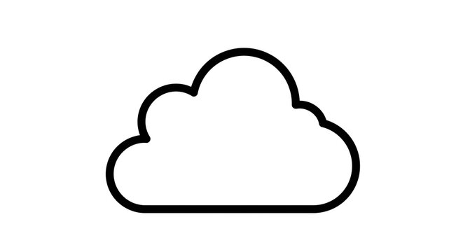 Minimalist cloud icon on white background symbolizing weather and data storage - Powered by Adobe