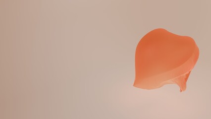 Love heart figure/symbol revealed by a silky, smooth, soft cover in movement suspended in mid-air 