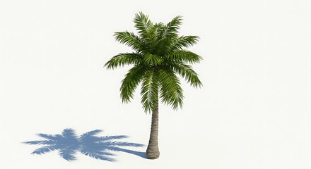 Obraz premium Isolated palm tree with shadow on white background for tropical themes