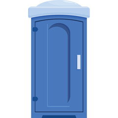Blue Portable Toilet Unit With White Roof Detail On Transparent Background