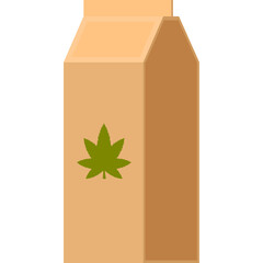 Brown Carton With Green Marijuana Leaf Symbol Isolated On Transparent Background Studio Shot