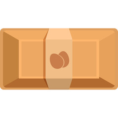 Brown Cardboard Egg Carton Packaging with Two Brown Eggs on a Label Isolated on a Transparent Background