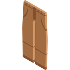 Brown Fisherman Pants Icon in Isometric Style with a Clean Transparent Background Perfect for Digital Use