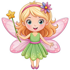 Smiling Cartoon Character of a Fairy