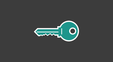 Teal, white key icon on grey