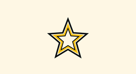 Yellow-outlined star with black outline on cream background
