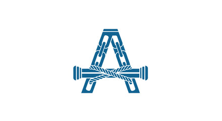 Blue letter A with chains & rope
