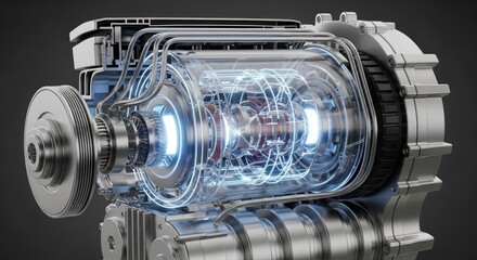 Electric motor interior with intricate wiring and mechanical components