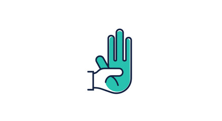Teal gloved hand icon with outline