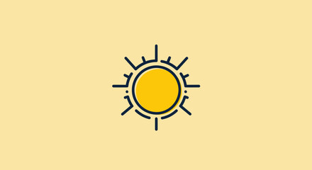 Stylized sun yellow disk, navy lines