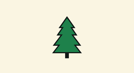 Obraz premium Minimalist evergreen tree icon on cream
