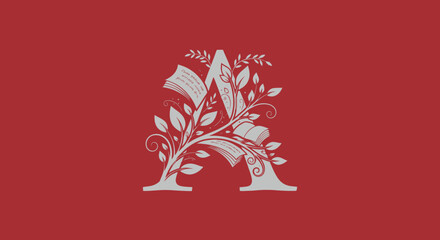 Floral 'A' with books