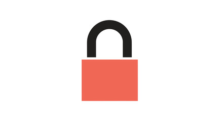 Simple stylized red padlock with a black shackle