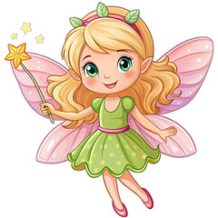 Smiling Cartoon Character of a Fairy