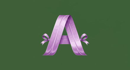 Lavender ribbon forms the letter 'A' with bows
