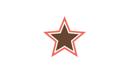 Star with brown fill, salmon outline on white