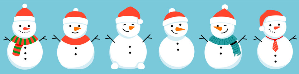 Snowman with christmas hat. Snowman vector icon.