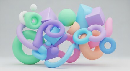 Fototapeta premium Abstract 3D render of pastel geometric shapes