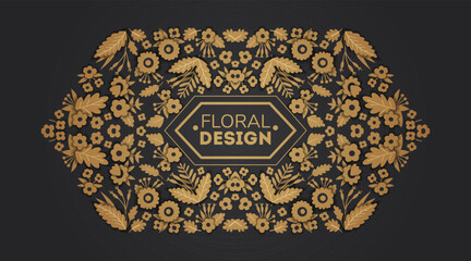 Vintage abstract backgrounds, save the date floral invitations, Wildflowers frames. Flower gold greeting card with paper cut blooming flowers design templates for wedding products. Use for package