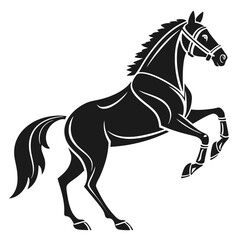 Obraz premium Stylized black horse rearing up in motion