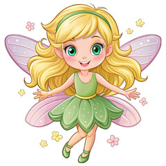 Smiling Cartoon Character of a Fairy