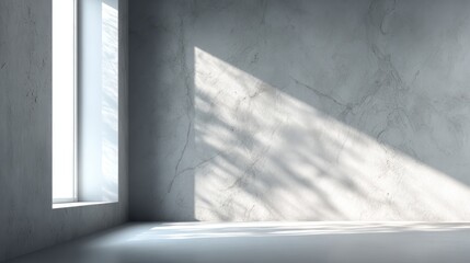 Obraz premium abstract. minimalistic background for product presentation. walls in large empty room. can full of sunlight. Loft wall or minimalist wall. Shadow, light from windows to plaster wall.