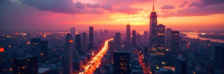 Dreamy Sunset Cityscape Blurred Urban Skyline Background for Websites and Design Projects