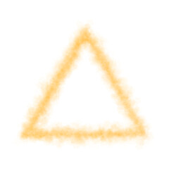 Glowing orange smoke triangle shape, frame with transparent background and warm neon light effect for abstract futuristic use