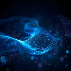 Futuristic Blue Particle Nebula with Glowing Light Effects in a Dark Cosmic Background