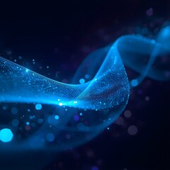 Futuristic Blue Particle Nebula with Glowing Light Effects in a Dark Cosmic Background