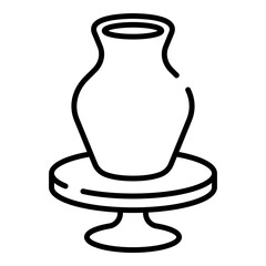 Pottery turntable, banding wheel, ceramics making black line icon