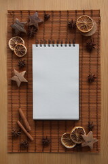 Christmas background with white paper sheet,  mock up