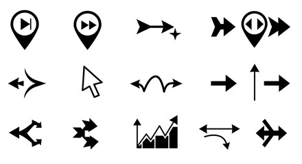 Set of vector arrows and navigation icons in modern design style