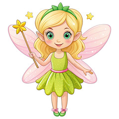 Blonde Fairy with Wings Isolated