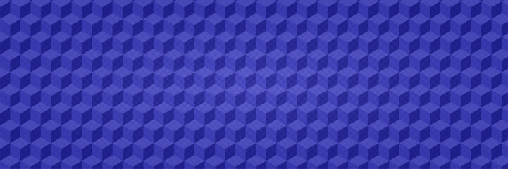 Blue Geometric Pattern With 3d Cube. Abstract Vector Background.  Optical Illusion Design With Blue Cube Texture. Graphic Bg With Tile And Geometry Block. Rectangle Shape Wallpaper. Mosaic Hexagon.
