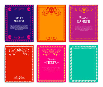 Mexican festive ornament backgrounds with decorative elements for invitation and cultural decor.