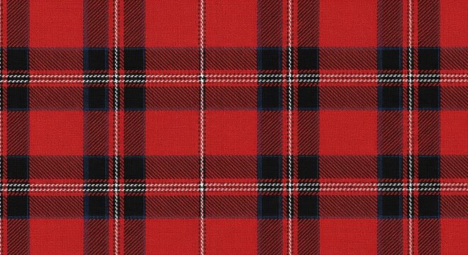 Ai generated:Classic Red Tartan Plaid Pattern with Black and White Grid Design