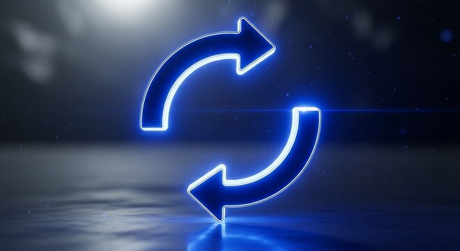 Dynamic glowing blue refresh arrows symbolize seamless cycle and continuous update - Powered by Adobe