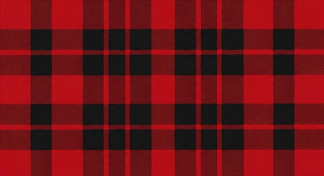 Ai generated:Classic Red and Black Plaid Pattern with Flannel-Inspired Grid Design