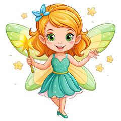 Blonde Fairy with Wings Isolated