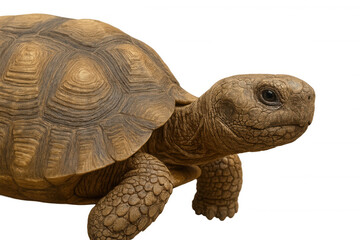 Obraz premium Tortoise head and shell close-up moving slowly, representing longevity, wisdom, and resilience, transparent background