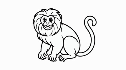 Playful monkey with a bushy mane sits and smiles, ready for adventure