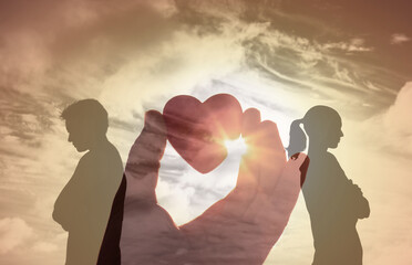 Couple divorce, relationship marriage breakup concept 